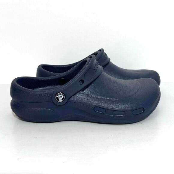 Crocs Navy Unisex Men’s 5 Women’s 7 Bistro Work Clogs Mules Slip-Resistant - Picture 1 of 11
